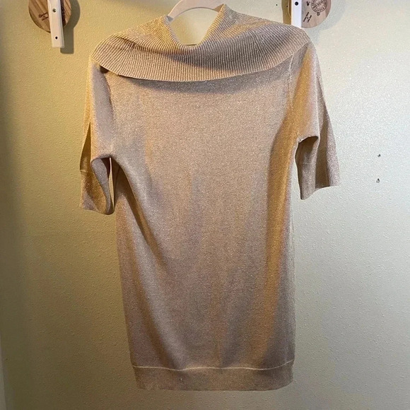 Josephine Chaus Silk Blend Gold Metallic Top Cowl Neck Women's Size S - Picture 2 of 7